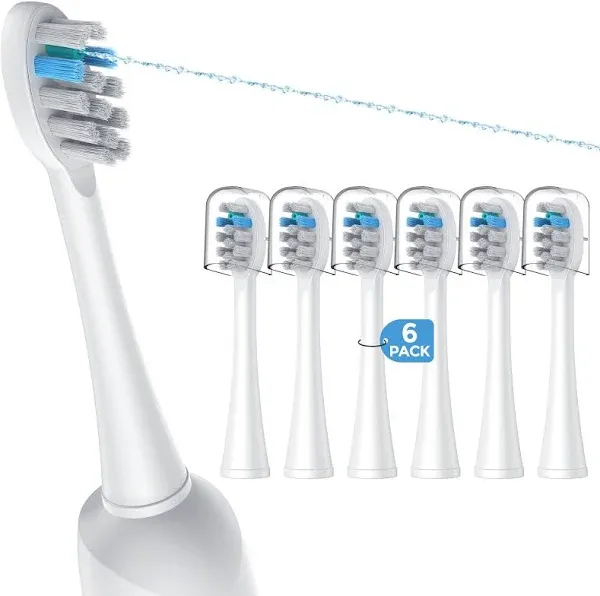 6 Pack Toothbrush Replacement Heads Compatible with WaterPik Sonic Fusion 2.0, FitMount Flossing Brush Head Fit for Water-Pic SF-01W SF-02W and 2.0 SF-03 SF-04, White