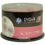 HP DVD+R 8x 8.5GB/240min Double Layer Inkjet Printable Discs - White, 50 Pack