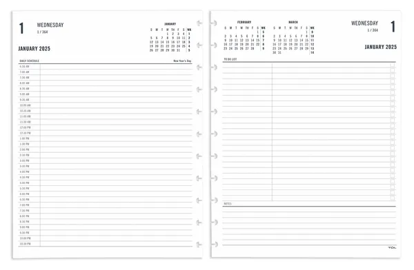 2025 TUL Discbound Daily Planner Refill Pages, Letter Size, January To December