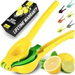 Zulay Kitchen Metal 2-in-1 Lemon Lime Squeezer - Hand Juicer Lemon Squeezer Gets Every Last Drop - Max Extraction Manual Citrus Juicer - Easy-to-Use