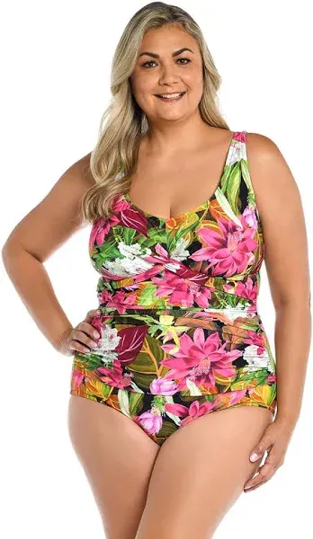 Maxine of Hollywood Women's Exotic Jungle Twist Front One Piece