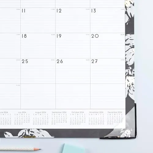 Blue Sky Baccara Dark Floral Design Calendar Desk Pad