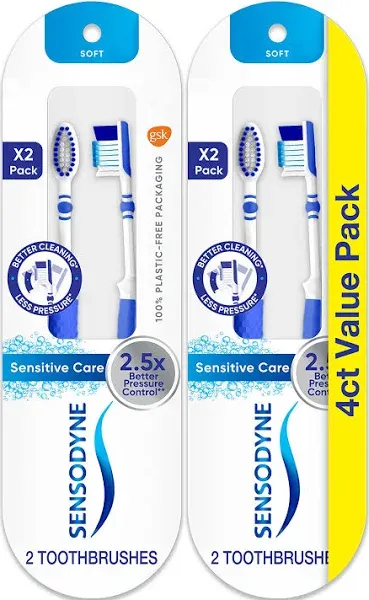 Sensodyne Sensitive Care Soft Toothbrush, Soft Bristle Toothbrush for Adults Wit