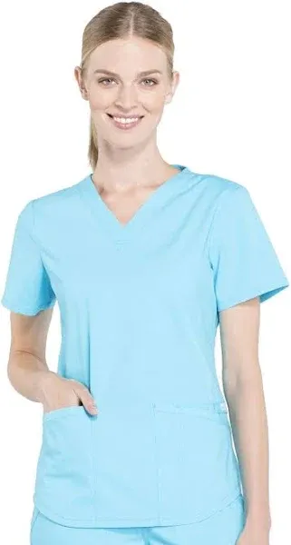 Cherokee XL  CIEL Blue Workwear Professionals V-Neck Scrub Shirt Top WW665