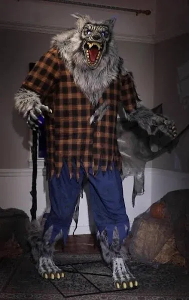 7.5' Animated Hulking Werewolf Prop Halloween Lifesize