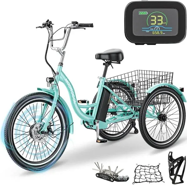 26&#034; Electric Tricycle 3 Wheel Electric Bicycle w/Basket 7 Speeds Trike 350W 36V