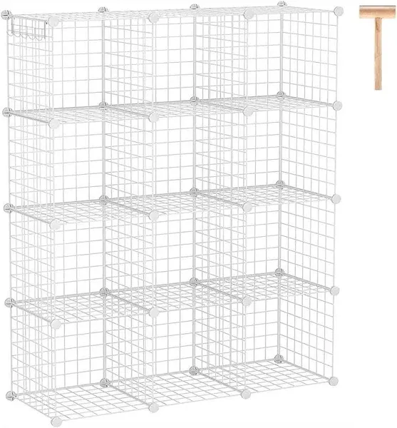 C&AHOME Wire Cube Storage, 12-Cube Storage Organizer Metal, C Grids Storage Bins Shelving, Modular Bookshelf Shelf, Closet Cabinet Ideal for Bedroom, Office 36.6”L x 12.4”W 48.4”H Black