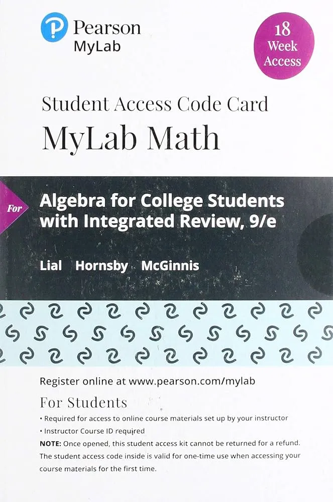 MyLab Math with Pearson EText -- 18 Week Standalone Access Card -- for Algebra ...