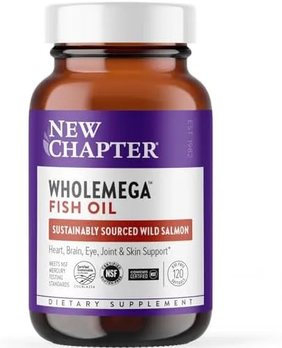 New Chapter Wholemega Fish Oil Supplement Wild Alaskan Salmon