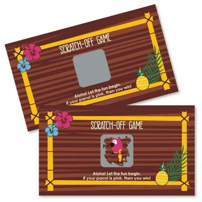 Tiki Luau - Tropical Hawaiian Summer Party Scratch Off Cards - 22 Count