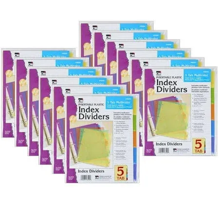 Charles Leonard Index Dividers 5 Tab 12 Packs