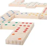 Hey! Play! Giant Wooden Dominoes Set 28 Large Tiles 5.3 X 2.6 Inches Pine