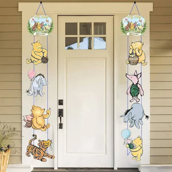 Classic Wnnie Sign Birthday Banner Door Hanging Banner for Outdoor Indoor Hom...