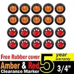 TMH 3/4 Inch Mount 10 pcs Amber + 10 pcs Red LED Clearance Bullet Side LED Ma...