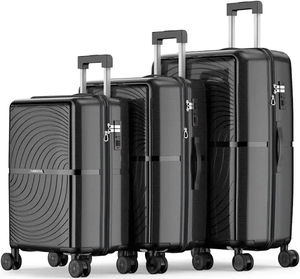 Nazhura Hardside Luggage Set of 3, Suitcase Set, Carry On Luggage 20 and 24 inch, Luggage 28 inch, Travel Luggage Set, Baggage Set with Spinner and