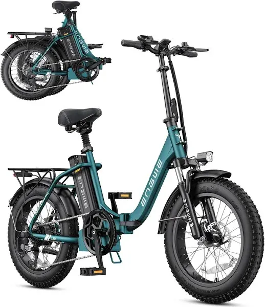 ENGWE L20 2.0 1125W Motor Peak, Upgraded Folding Electric Bike for Adults, 20*3.0" Fat Tire Step-Thru Ebike, 52V13Ah 68Miles Long Range 28MPH 75N.m Torque Urban Commuter,7-Speed Gear,No Front Basket