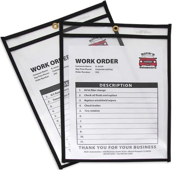 C-Line Shop Ticket Holders, Stitched, Both Sides Clear - 25/Box