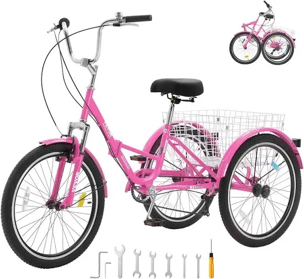 VEVOR Tricycle Adult 26&#039;&#039; Wheels Adult Tricycle 7-Speed 3 Wheel Bikes For Adults