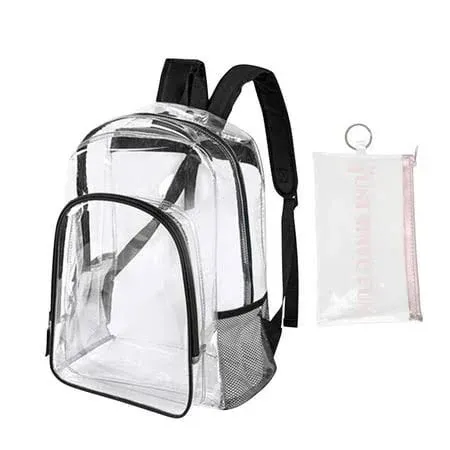  Clear Backpack Heavy Duty Clear Bookbag Transparent Backpack See 1-black