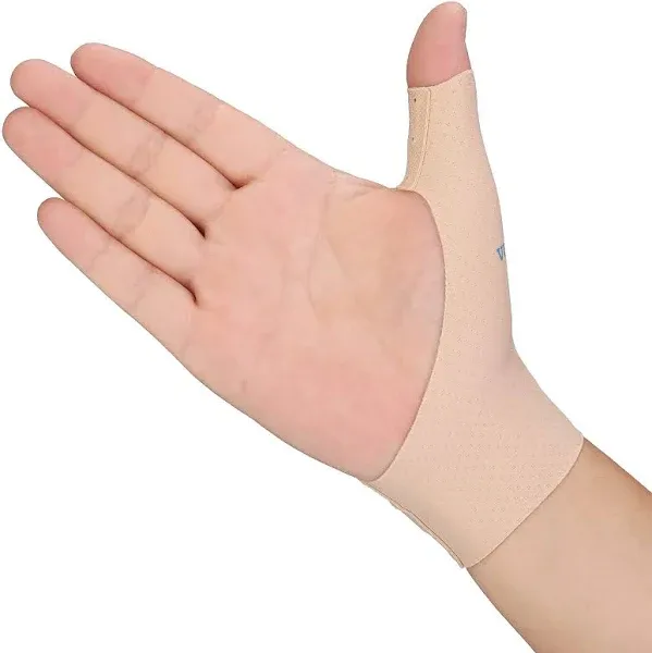 Velpeau Elastic Thumb Wrist Support Brace (Pack of 2), Waterproof Compression Sleeve for Arthritis Pain, Tendonitis, Sprains, Sports, Splint Liner, Fits Left & Right Hands (Khaki, Long Version, M)