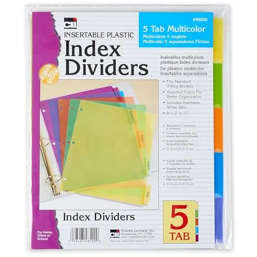 Charles Leonard Index Dividers 5 Tab 12 Packs