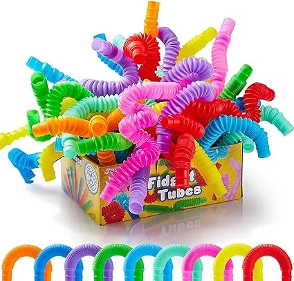 JOYIN 18 Pack Pop Tubes, Sensory Toys（Small） Fidget Tubes Party Favors - 9 Colors, Connectable and Extendable for Stress Relief - Perfect for Party, Classroom Exchange, School Reward