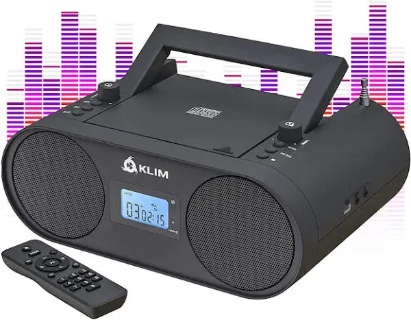 KLIM  Boombox B4 CD Player Portable Audio System - White - Premium