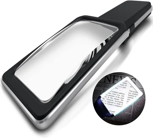 6X Large Magnifying Glass with Anti-Glare &amp; Fully Dimmable LEDs-Evenly Lit Vi...