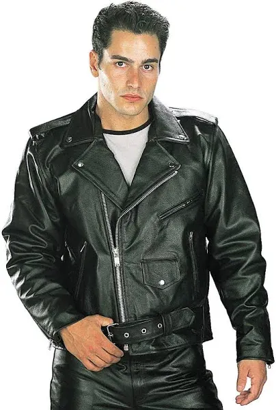 Men&#039;s Classic Black Leather Motorcycle Jacket Bikeriders NEW Negan Walking Dead