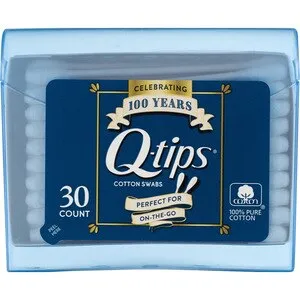 Q-tips Travel Size Toiletries Cotton Swabs, Original, for Home, First Aid & Beauty, 100% Cotton, 30 Ct