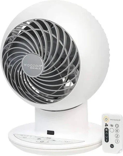 WOOZOO - Compact Globe Oscillating Fan w/ Remote - 5 Speed - White