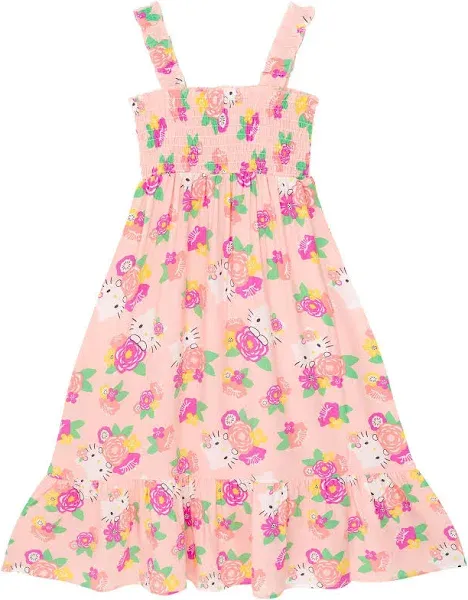 Hello Kitty Floral Smocked Cami Maxi Dress Little Kid Girls to Big Sizes