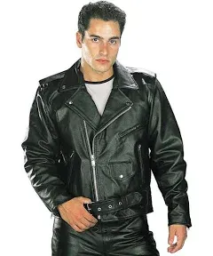 Xelement B7100 Men's 'Classic' Black TOP GRADE Leather Motorcycle Biker Jacket