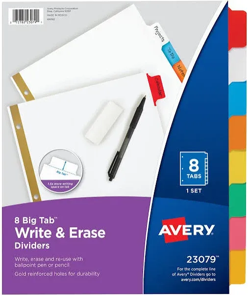 Avery Big Tab Write & Erase Dividers