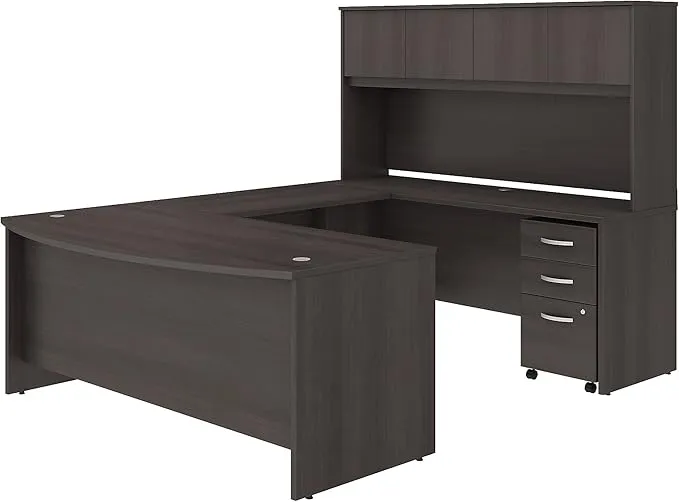 Bush Business Furniture Studio C 72W x 36d U Shaped Desk with Hutch and Mobile File Cabinet Storm Gray