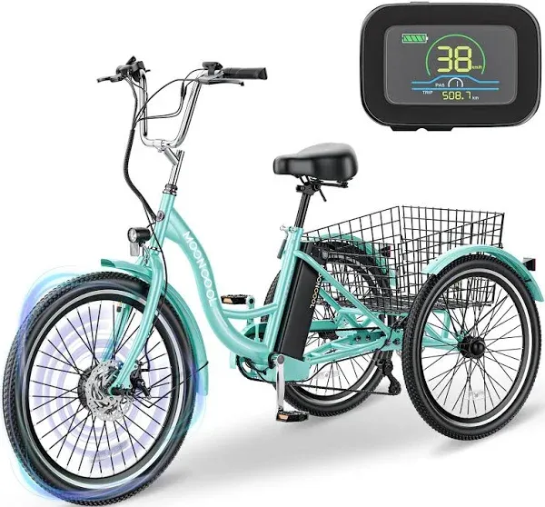 MOPHOTO Electric Trike, 7 Speeds Electric Tricycle for Adult, 350W 36V 3 Wheel Electric Bikes, Motorized Tricycle Adult Electric Three Wheels Bicycle for Senior