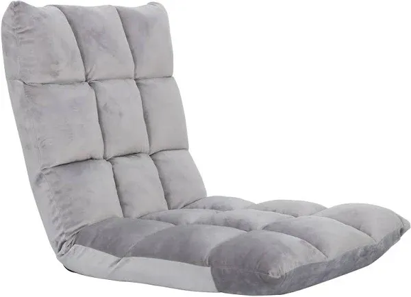 Adjustable Floor Gaming Chair Memory Foam Armless Sofa Seat with Comfy Back Support, Grey