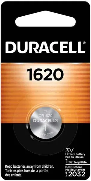 Duracell 1620 3V Lithium Battery, 1 Count Pack, Lithium Coin Battery for Medical and Fitness Devices, Watches, and more, CR Lithium 3 Volt Cell