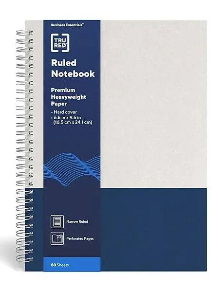 TRU RED Wirebound Hardcover Notebook 1 Subject Narrow Rule