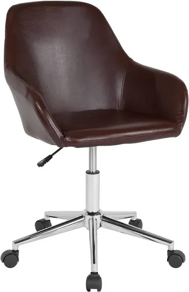 Flash Furniture Cortana Home and Office Mid-Back Chair in Brown LeatherSoft