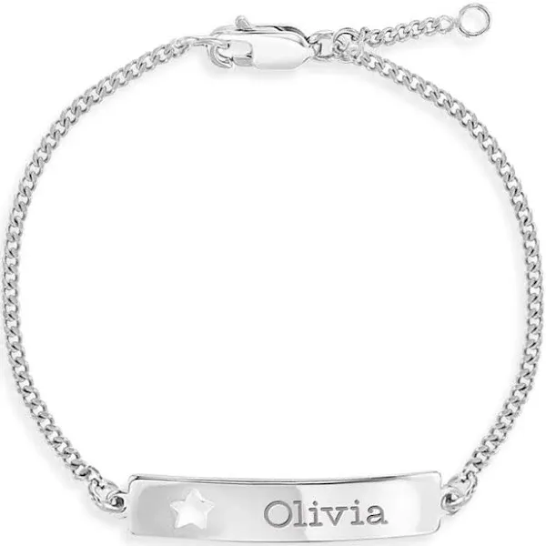 Girl's Star Cutout Tag ID Bracelet