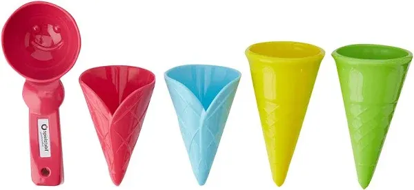 Ice Cream 5 Piece Set with 4 Cones and a Scoop