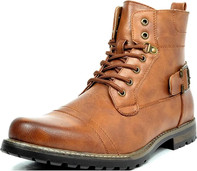 Bruno Marc Men&#039;s Motorcycle Combat Boots Zipper Biker Boot 