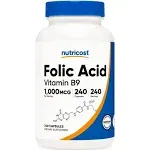 Nutricost Folic Acid - Vitamin B9 1000 mcg - 240 Capsules