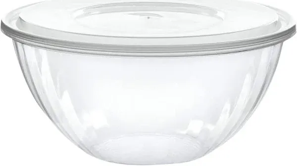 Plasticpro Disposable Round Crystal Clear Plastic Serving Bowls With Lids Party Snack or Salad Bowl