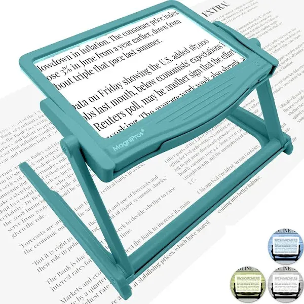 Magnipros 5X Ultra Bright Anti-Glare Page Magnifier,Silver