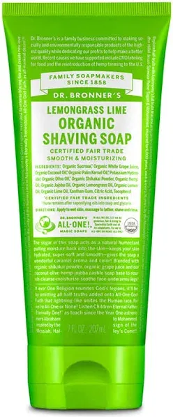 Dr. Bronner's - Lemongrass Lime - Organic Shaving Soap - 7oz