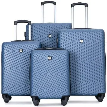 Travelhouse 4 Piece Luggage Sets Travel Suitcase, Large Capacity Lightweight Luggage Sets with TSA Lock & Spinner Wheels, Clearance Carry On Luggage Suitcase Set (BLUE, 4 piece luggage set)