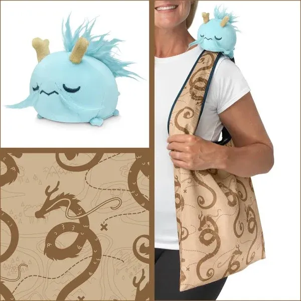 Teeturtle PTB Brown Dragon Map Tote Bag + Light Blue Dragon Plushie