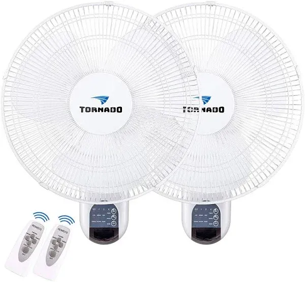 16 in. 3-Speed Wall Fan, White, Oscillating Head, 6 ft. Cord, Remote Control